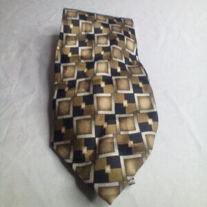 Via Europa Tie Necktie Men Silk Geometric Gold Silver Black